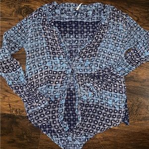 Free People Blue Plaid Long Sleeve Buttondown Top Shirt Blouse Small S